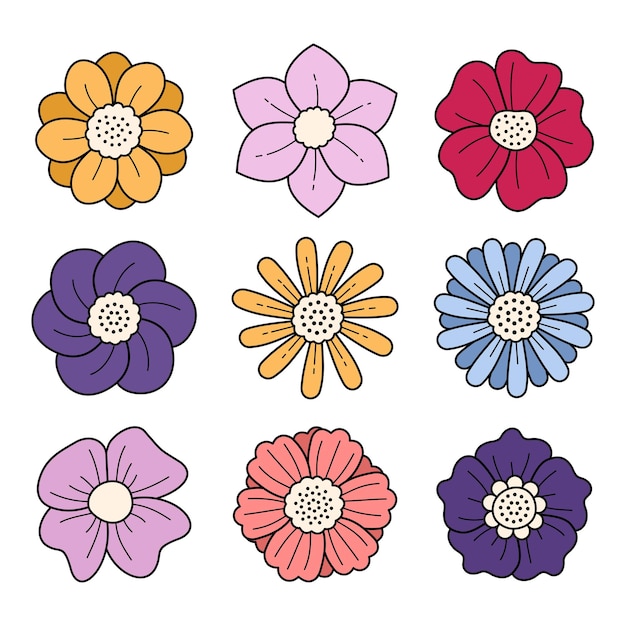 Set of flower shape vector