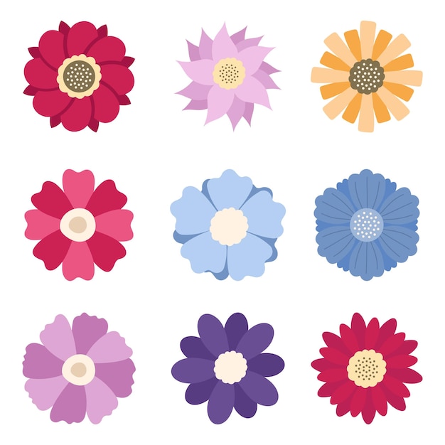 Set of flower shape vector