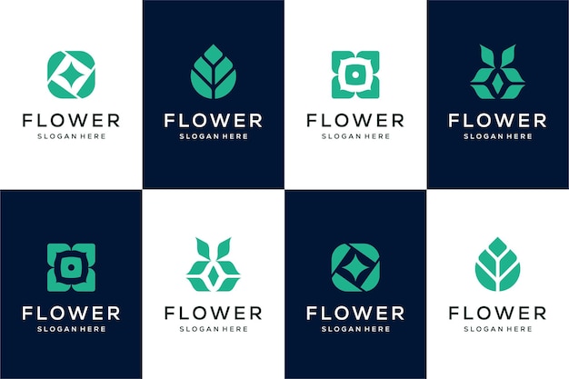 Vector set of flower vector logo design premium