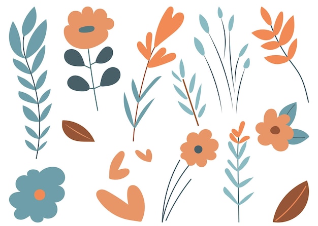 Set of flowers in flat style isolated vector