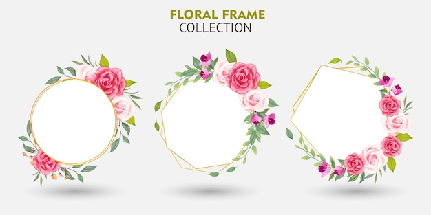 Set of flowers frame collection