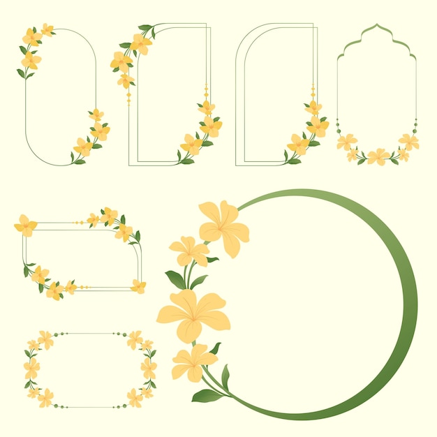 A set of flowers and frames for a text box.