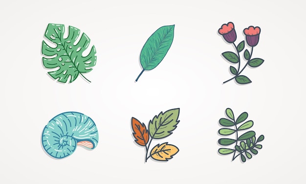 Vector set of flowers icon