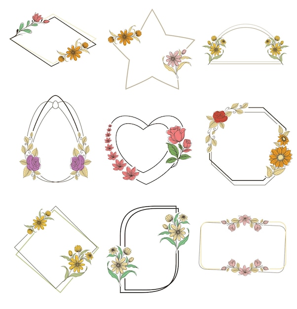 set of flowers and labels