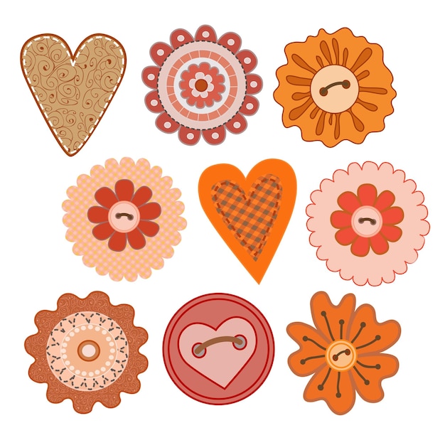 Set of flowers textile stickers Cottons cute flowers for scrapbooking