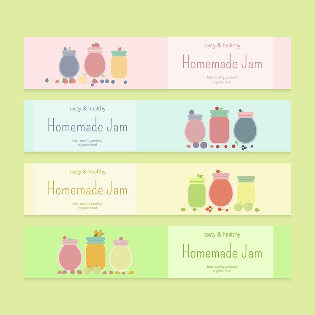 Set of flyer templates with fruit jam