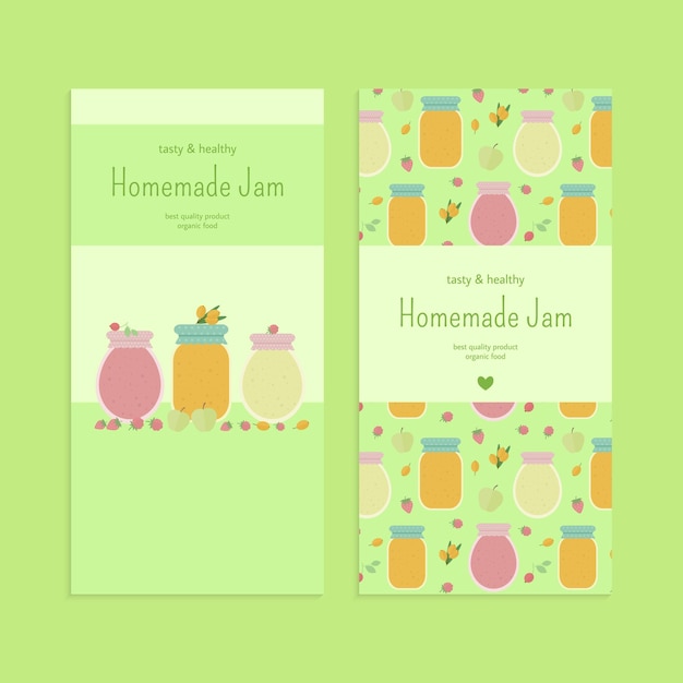 Set of flyer templates with fruit jam