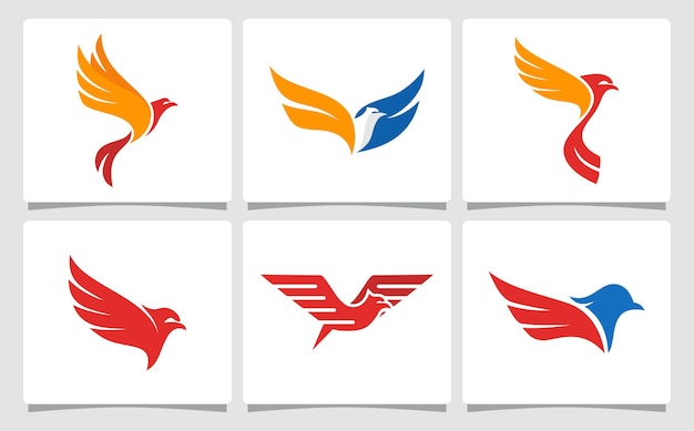 Set Flying Bird Logo Template Design Inspiratie