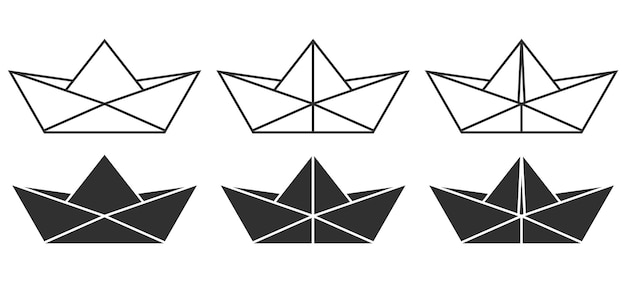 折り紙船アイコン ベクトル図のセット