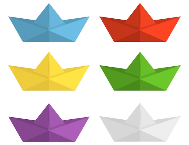 Vector set of folded paper boat icon vector illustration