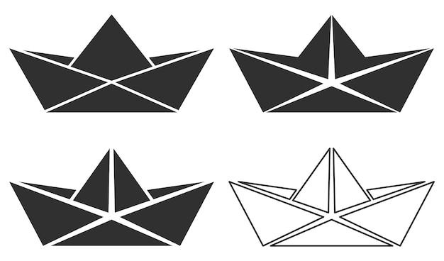 Insieme dell'icona della barca di carta piegata illustrazione di vettore
