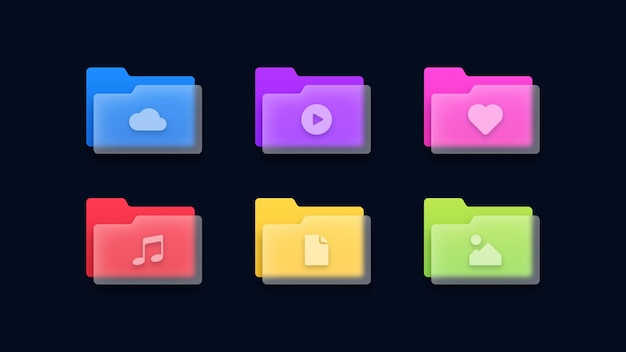 Vector set of folder icons