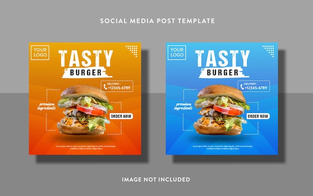 set of food and beverages promotion sale social media post or flyer template