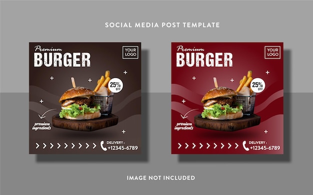 set of food and beverages promotion sale social media post or flyer template