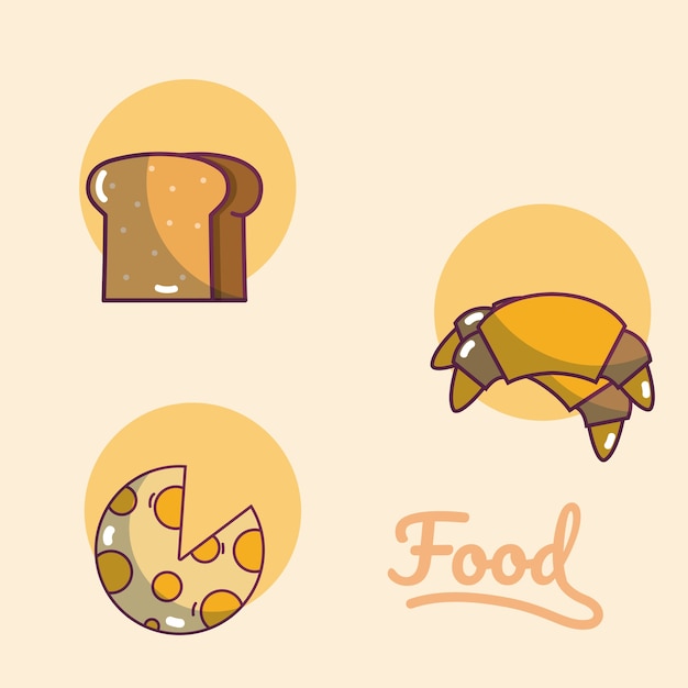 Set of food cartoons icons 