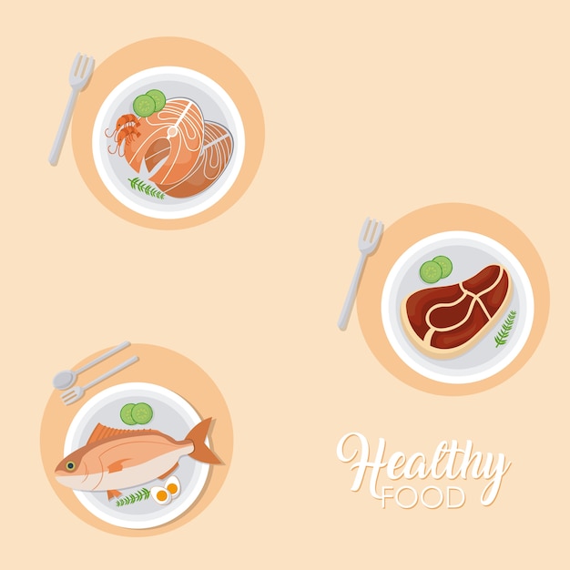 Set of food on dish icons vector illustration graphic\
design