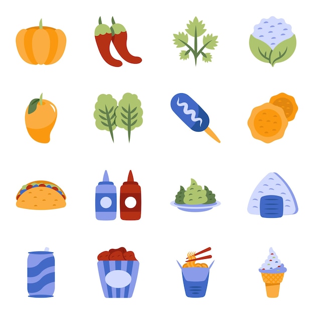 Set of Food and Edible Flat Icons