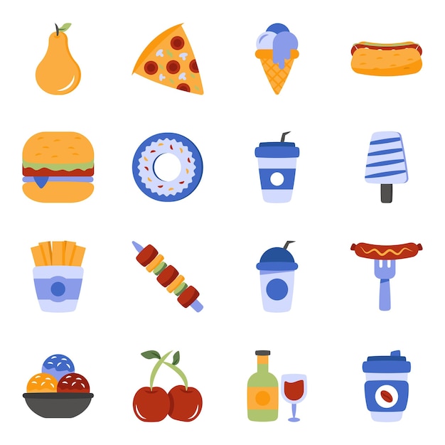 Vector set of food flat icons