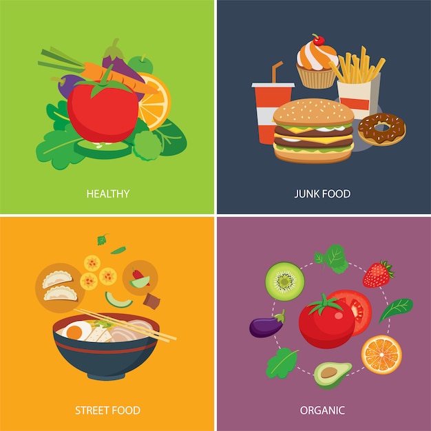 Vector set of food in flat style