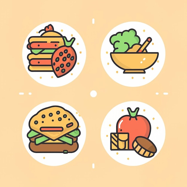 Set of food icon on a white background