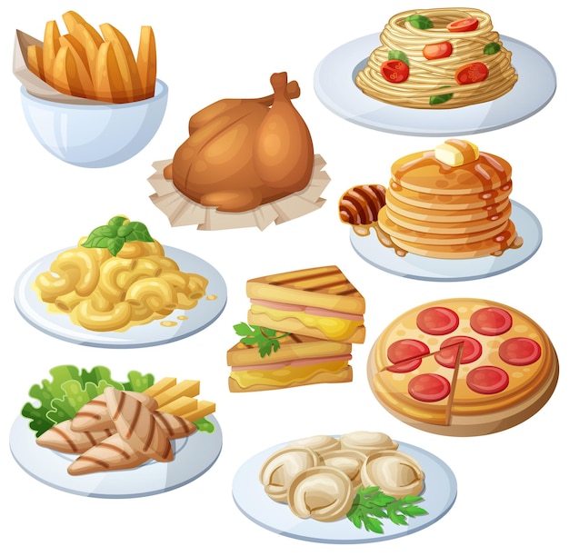 Set of food icons isolated on white background