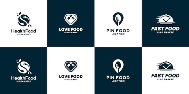 Set di cibo logo design icona simbolo