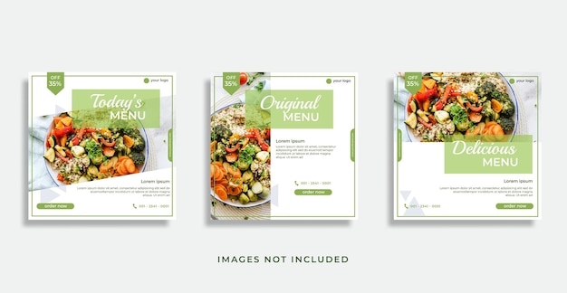 Vector set of food menu flyer design for instagram social media template