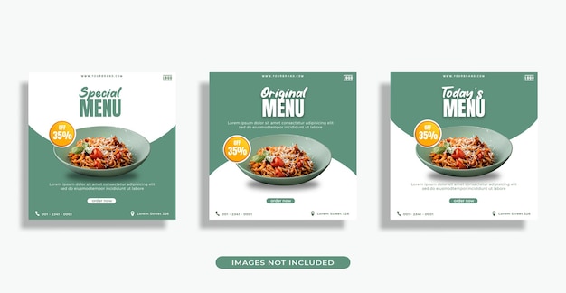 set of food menu flyer design for instagram social media template