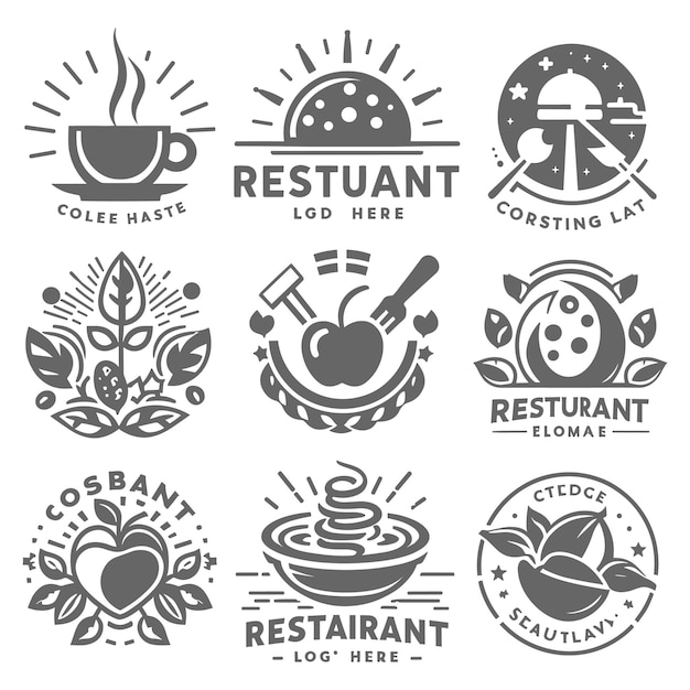 Set of food and restaurant Icons Simple line art