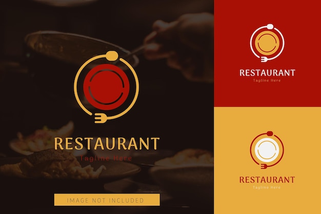 Set of food and restaurant logo vector design templates with different color styles