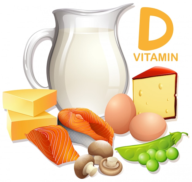 A set of food with vitamin d