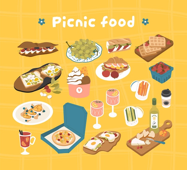 Set of foodd for picnic