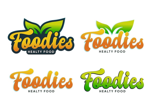 Set of foodie's typography logos or labels for healthy food