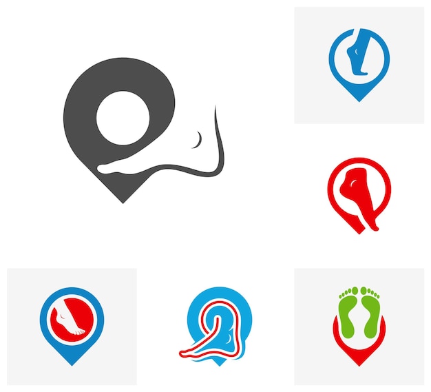 Набор векторных шаблонов логотипа Foot Point Креативные концепции дизайна логотипа Foot