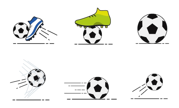 Set of football balls sport icon vector illustration