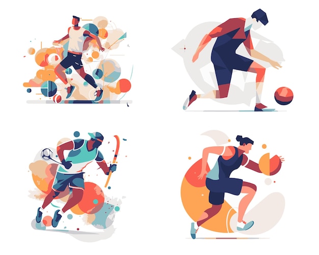 A set of football flat vector illustration