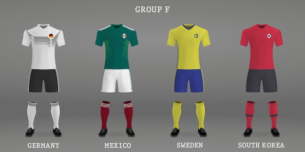 Set of football kit, shirt template for soccer jersey.