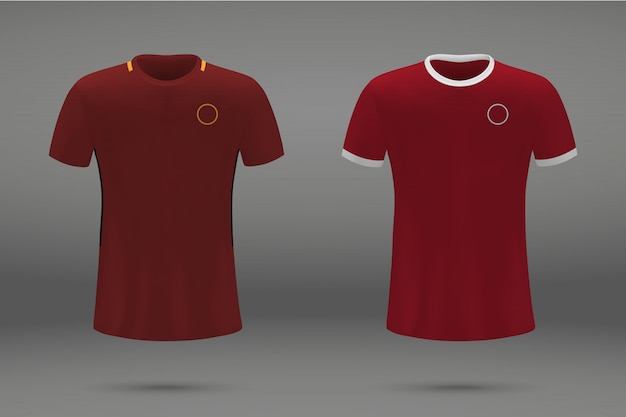 Set of football kit, t-shirt template for soccer jersey.