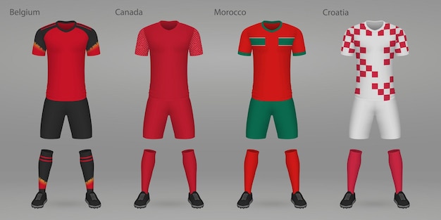 Set of football kits shirt template