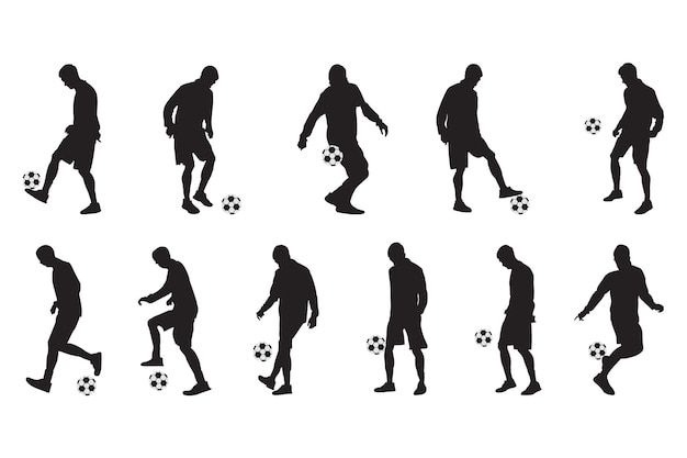 Set di giocatori di calcio calcio silhouette di giocatori di calcio silhouette di calcio