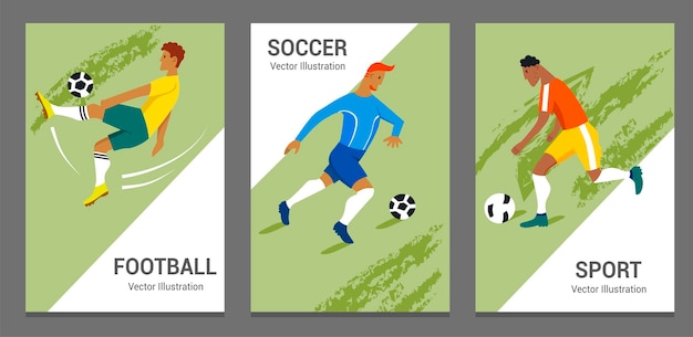 Vector set of football soccer postcards