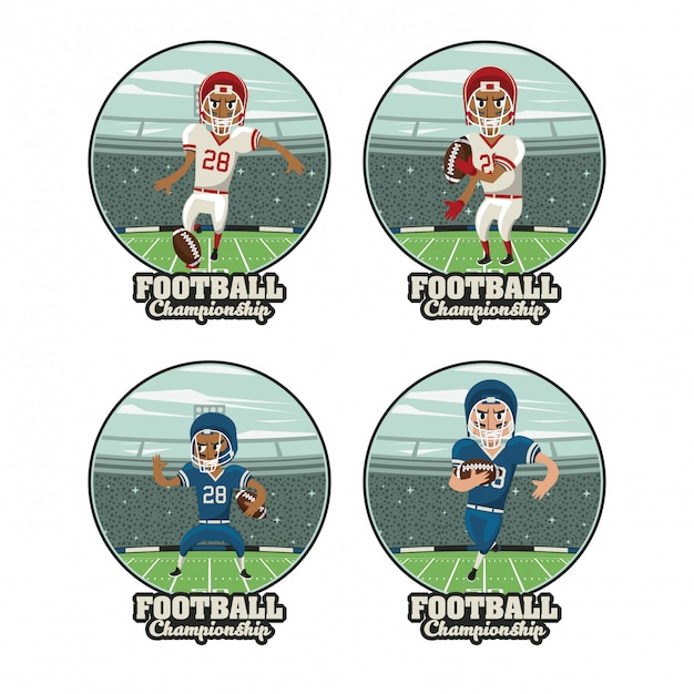 Vector set of football sport round emblems