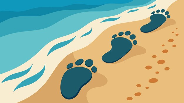 Vector a set of footprints on a sandy beach representing the stoic understanding of our individual journey