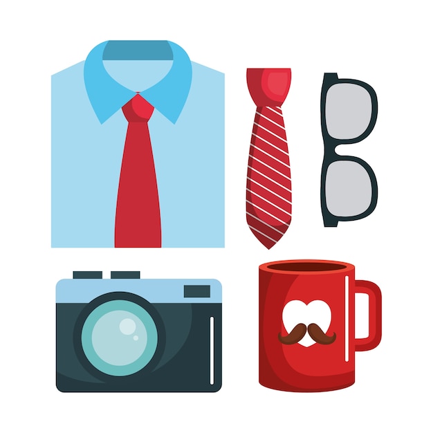 Vector set of formal shirt and mug