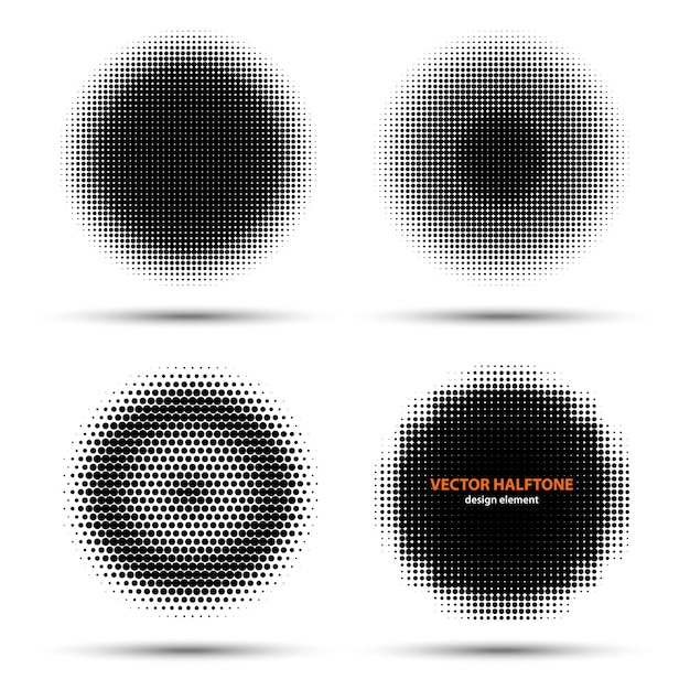 Set of four abstract halftone