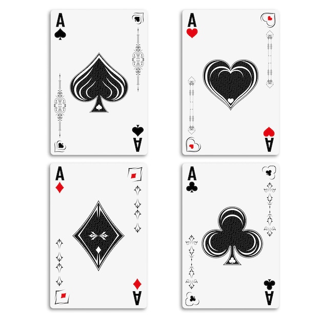 Vector set four aces for playing poker and casino.