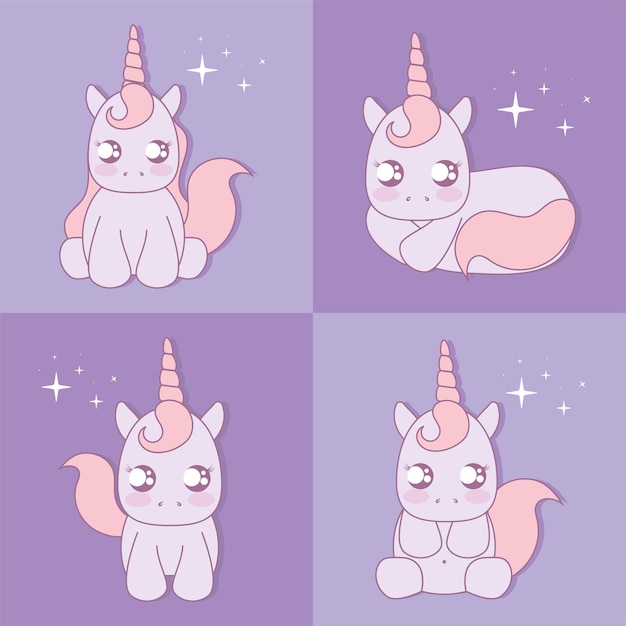 Set of four baby unicorns