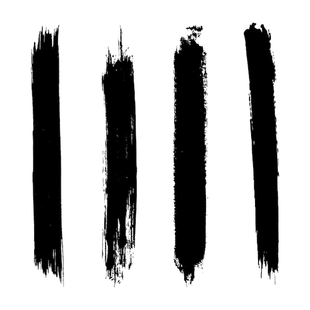 Set of four black paint brush strokes