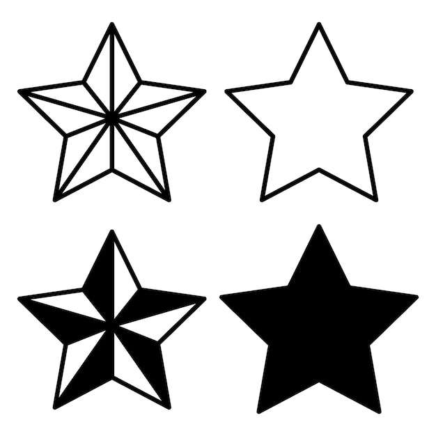 Set Of Four Black Stars