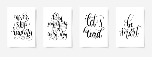 Premium Vector | Set of four black and white hand lettering concept ...